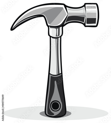 Classic Claw Hammer Tool with Dark Handle and Metallic Head Isolated on White