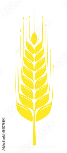 Stylized wheat grain icon in yellow with flowing design on white background