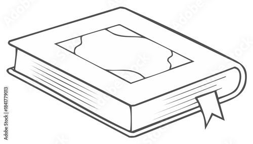 Closed Book Outline with Bookmark Illustration for Coloring Book or Learning Resources and Education Material