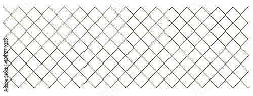 Ultra wide 8K panoramic view of realistic steel chain link fence, Industrial security barrier background created by 3D modeling transparent object.