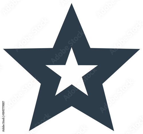 Minimalist star in star icon. Geometric five point shape symbol for rating, award, or quality mark