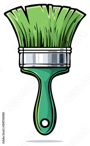 Green Paintbrush Vector Illustration for Painting and Art Supplies