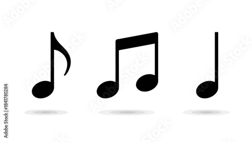 Musical Note Illustration – Eighth, Quarter, Half Notes for Music Education, Rhythm Theory, Sheet Notation Graphics, and Classroom Visuals in Black and White