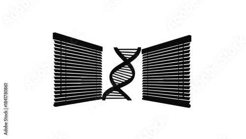 DNA double helix structure with blinds background, genetic code concept, biotechnology and science illustration