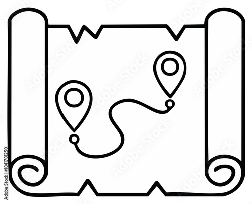black map with location markers clip art preview