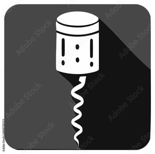 Stylized Bottle Corkscrew Icon with Modern Shadow A Graphic Symbol For Wine Openers