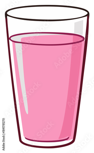 Pink beverage in a glass, simple illustration, vibrant color, refreshing drink concept.