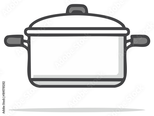 Stockpot with Lid Culinary Illustration Square Cooking Pot Kitchenware Appliance Silverware Dining Utensil Kitchen Supplies