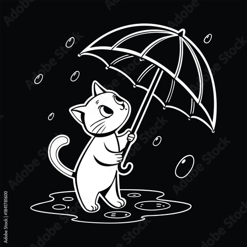 The Cut cat stand rain day graphic design for t shirt design