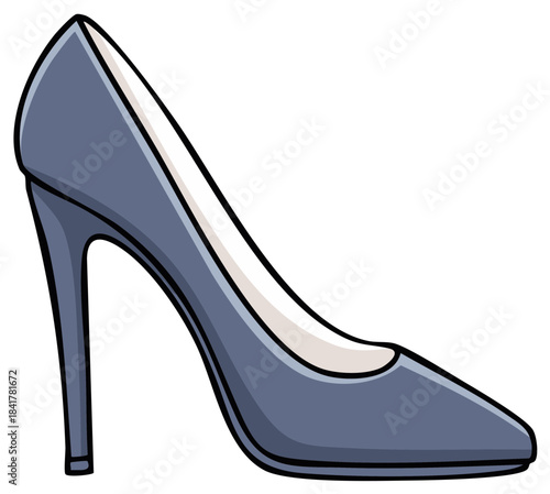 Elegant Woman's High Heel Dress Shoe Illustration Fashionable Footwear Icon Cartoon