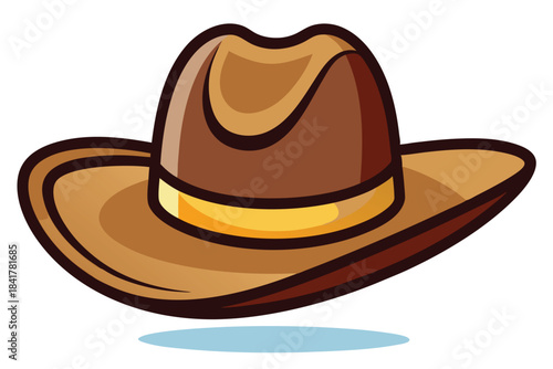 Charming cartoon cowboy hat with a yellow band adds a playful and western touch