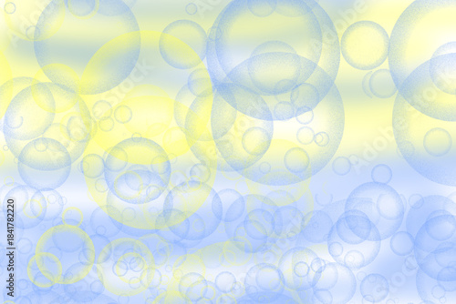 Abstract blurred fresh vivid spring summer light delicate pastel yellow blue white bokeh background texture with bright circular soft color lights. Beautiful backdrop illustration.