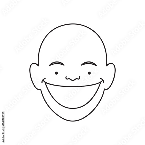 Simple line art of a face with a wide smile, denoting high satisfaction or joy on white back ground