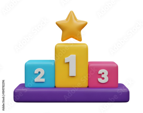 Winner podium with star award ranking png