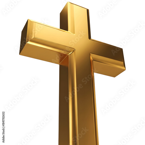 Golden cross religious symbol isolated png