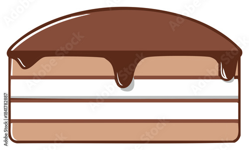 Layers of rich chocolate cake with creamy filling and dripping chocolate ganache topping