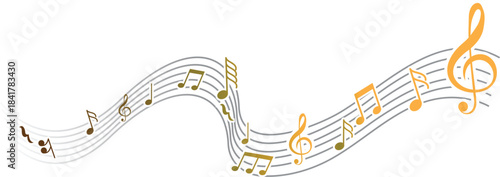 Music notes wave, Curve musical signs, sound wave line symbol, acoustic composition, Musical note, music sound, musical waves color