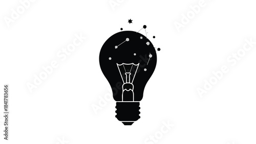 Creative idea lightbulb with sparks and stars on white background, symbolizing inspiration and innovation concept