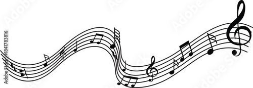 Music notes wave, Curve musical signs, sound wave line symbol, acoustic composition, Musical note, music sound, musical waves color
