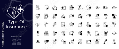 Type Of Insurance Duotone Editable Icons set