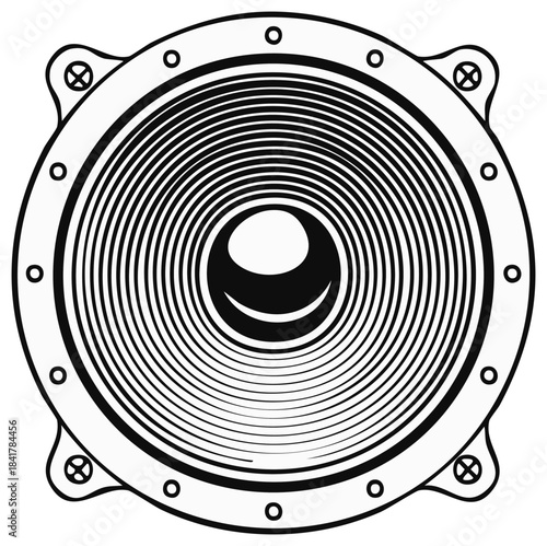 Black and White Speaker Graphic Illustration