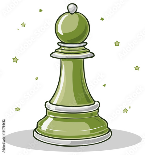 Vibrant green chess bishop piece vector illustration for strategic game concepts and intelligent thinking