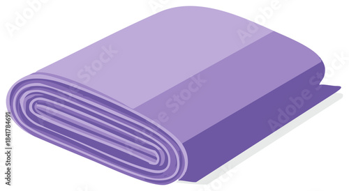 Isometric Purple Fabric Roll: Textile Material for Design, Sewing, and Craft Projects in Fashion and Home Decor