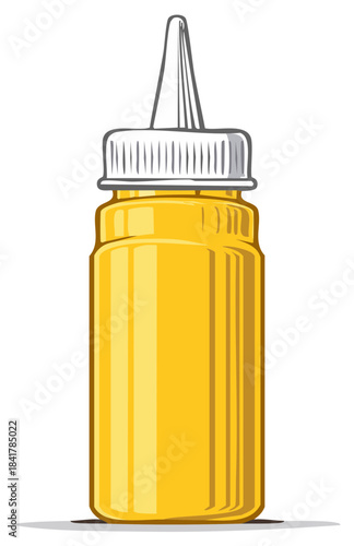 Yellow Pottle Bottle with Spout for Sauce, Dressing or Liquid Food additive and Condiment container with lid