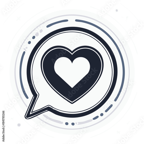 Heart in speech bubble icon, digital communication concept, love message, emotional connection