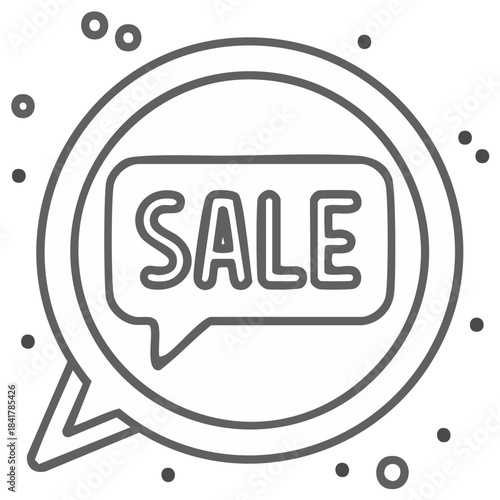 Sale Speech Bubble Inside Circle with Decorative Dots Outline Graphic