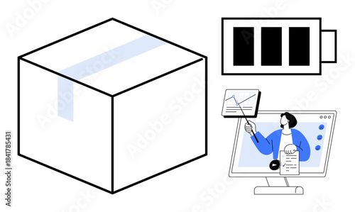Logistics concept. Logistics focuses on efficient delivery, tracking, and management. Logistics enhances productivity and ensures seamless workflow. For e-commerce, education, planning, energy