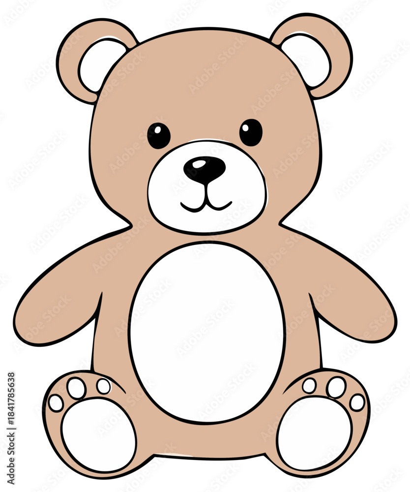 Obraz premium Cute friendly brown teddy bear sitting pose cartoon character graphic element