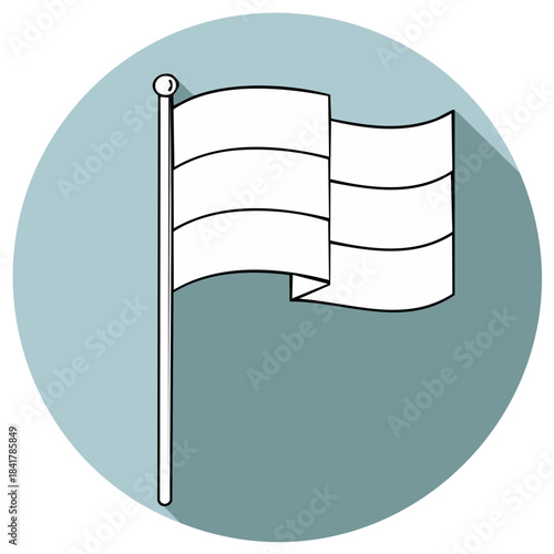 Minimalist Flag Illustration with Shadow in a Circle