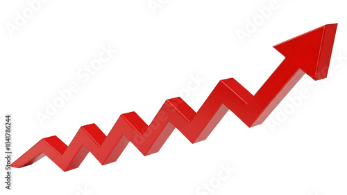 Red rising zigzag arrow growth symbol png