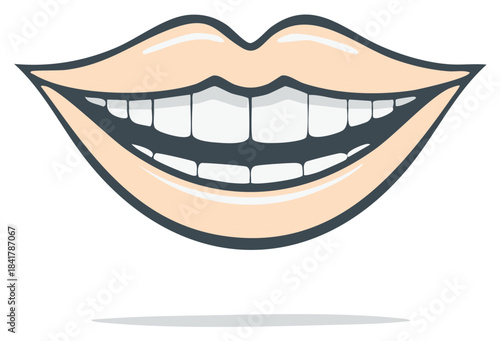 Healthy Smile with Pearly White Teeth and Glossy Lips