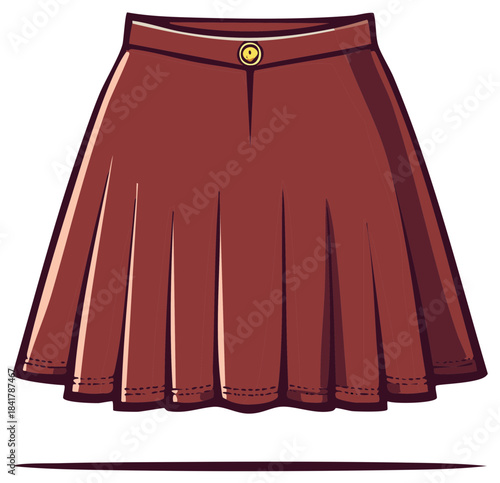 Stylish short pleated skirt in brown tones with a button closure for a youthful look