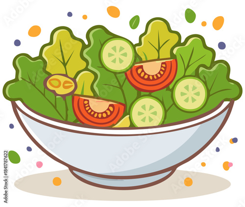 Fresh Garden Salad Bowl Featuring Lettuce Tomato Cucumber and Beetroot Healthy Eating Vector