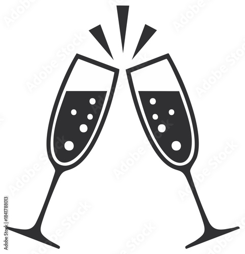 Vector illustration of toasting champagne flutes celebration icon