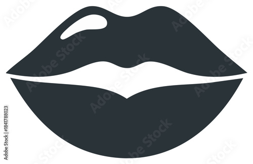 Sensual glossy lips icon simple black silhouette vector graphic
