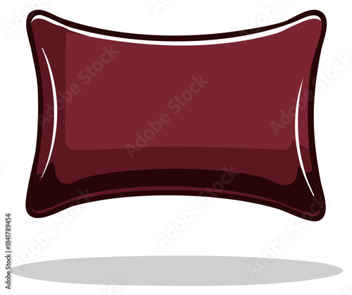 Deep Red Rectangular Pillow with Soft Curves Floating