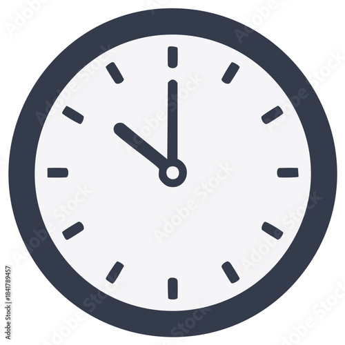 Simple Clock Icon at Ten O'clock Flat Vector Graphic for Time and Schedule