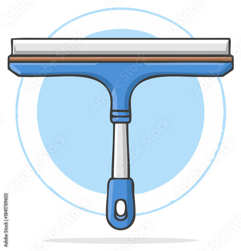 Window squeegee, blue handle cleaning tool illustration icon style