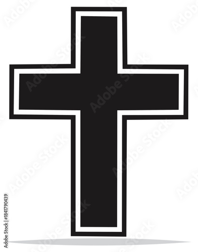 Black and white military cross pattée icon vector graphic symbol of honor
