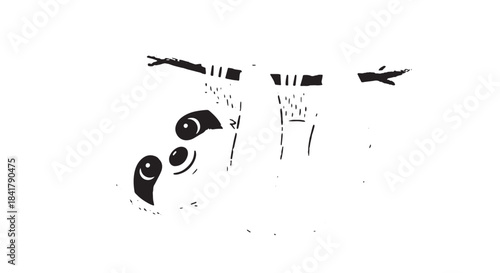 Abstract high-contrast silhouette of a panda face with minimalist features.