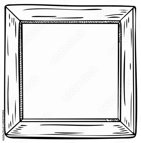 Hand drawn square wooden frame border with rope detail empty space for text