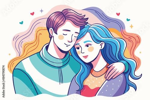 a couple wrapped in each other s arms minimalist