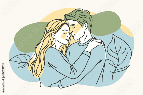 a couple wrapped in each other s arms minimalist