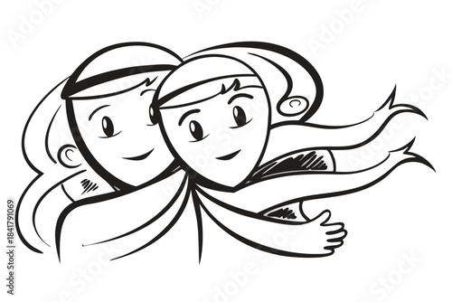a couple wrapped in each other s arms minimalist