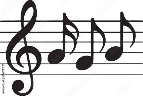 Musical Notes on Staff Line Artwork