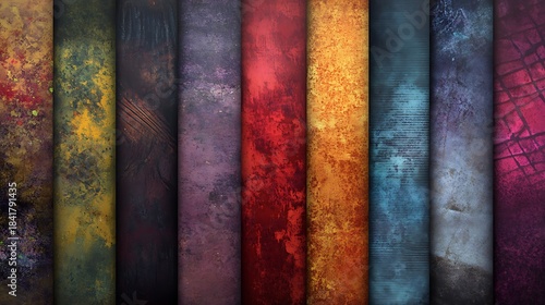 Abstract textured backgrounds in varied colors, seamless patterns.